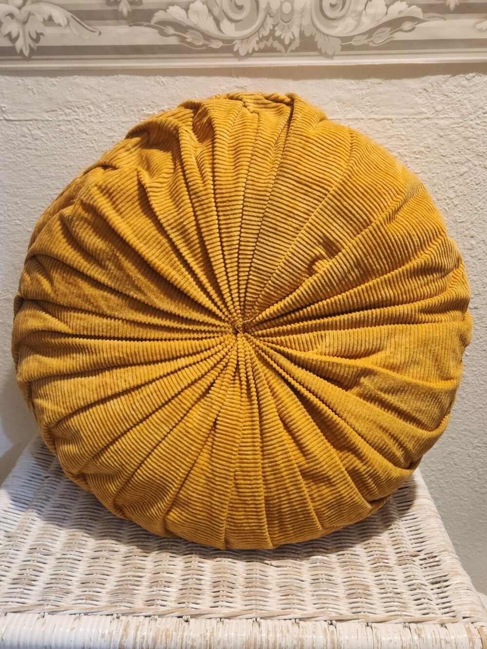 Urban Outfitters Round Mustard Corduroy Throw Pillow
